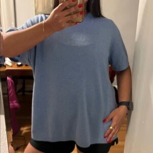 Lands' End 100% cashmere Light Blue Women's Short Sleeve Tee